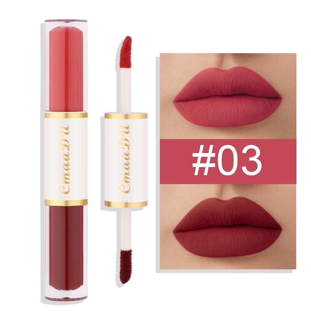 Double-headed Matte Lip Gloss No Stain On Cup Waterproof And Durable.