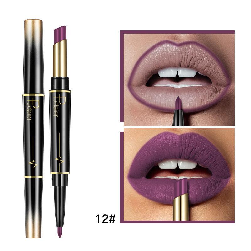 Matte Double-headed Lipstick Lip Liner Lip Lacquer.