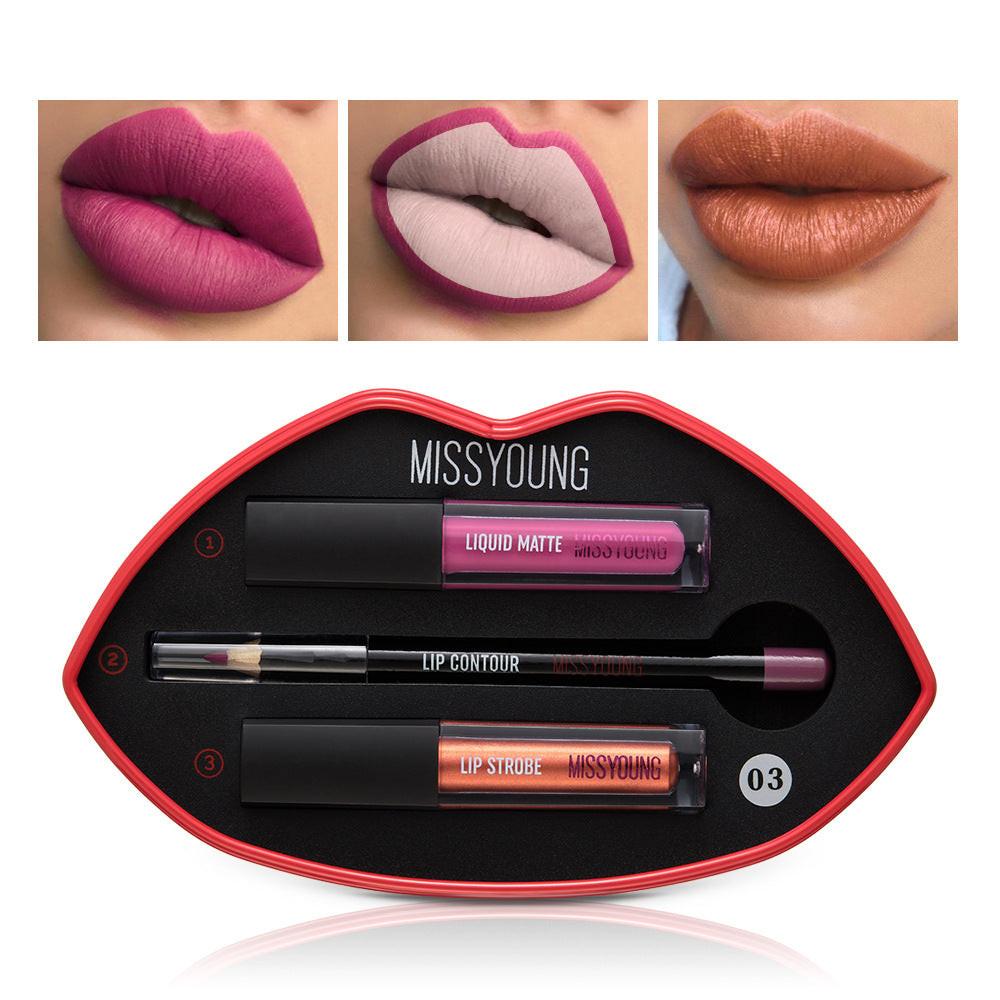 Women's Matte Pearly Lip Gloss Lipstick Pen Set.