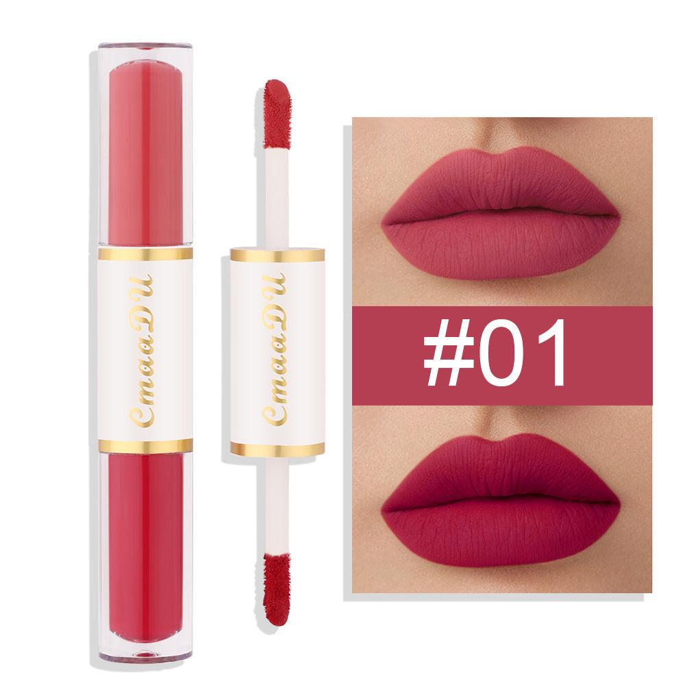 Double-headed Matte Lip Gloss No Stain On Cup Waterproof And Durable.