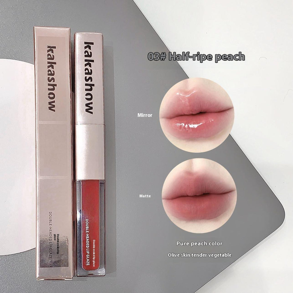 Makeup Double-headed Lip Lacquer Matte Mirror Double Texture Lipstick Delicate.