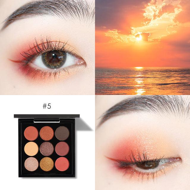 Nine-color Eyeshadow Palette Ins Pumpkin Red Brown Dirty Orange Powder.