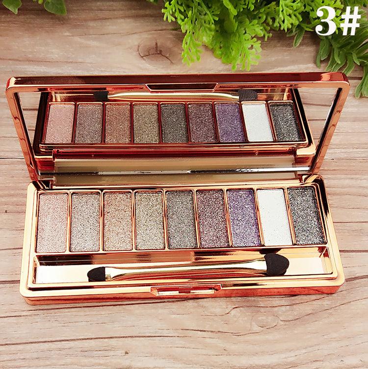 9-color Eyeshadow Palette Gold Pearlescent Earth Color Does Not Bloom.