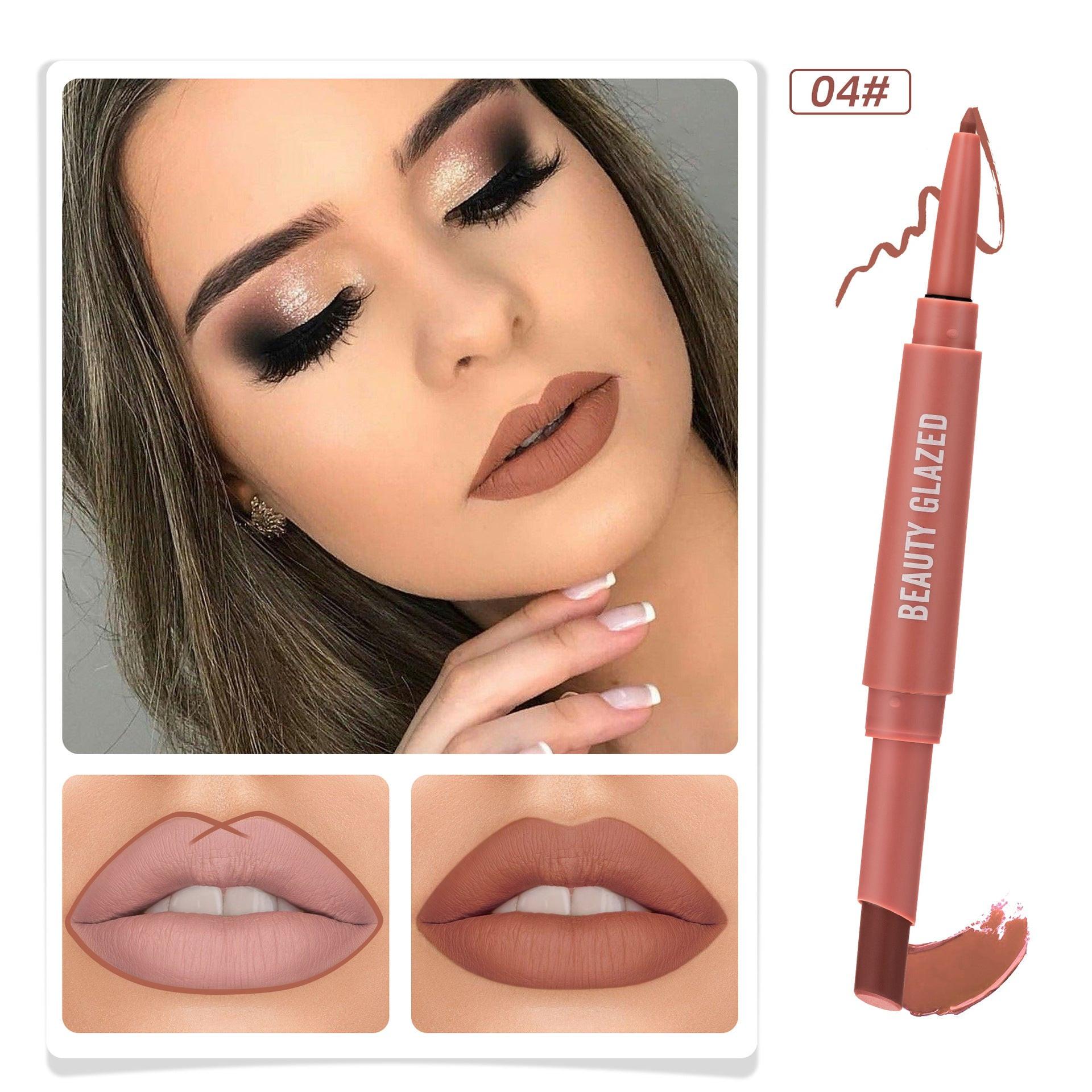Double-headed Matte No Stain On Cup Lipstick Lip Liner.