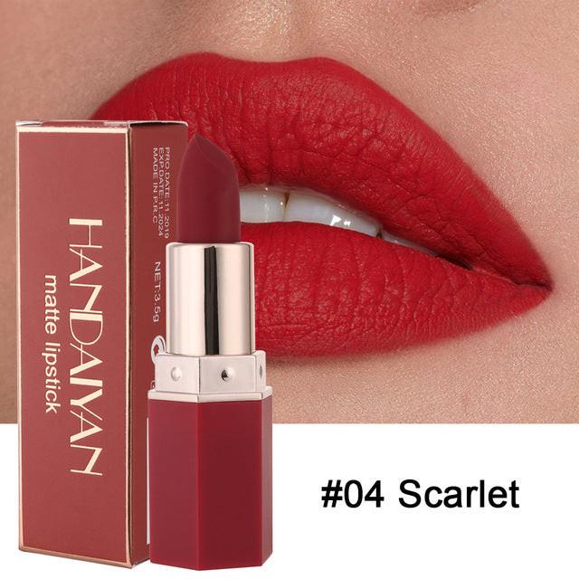 6-color waterproof nude matte durable lipstick.