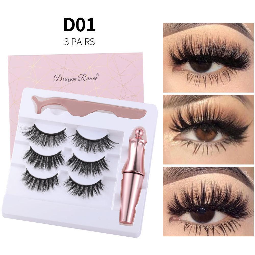 Natural Long Lasting Magnetic Liquid Eyeliner & Magnetic False Eyelashes & Tweezer Set Make up Set.