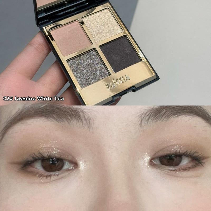Four Colors Eye Shadow Powder Brown Earth Color Smoky Makeup Matte.