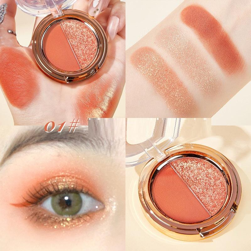 Matte Tangerine Gold Glitter Duo Eyeshadow Palette.