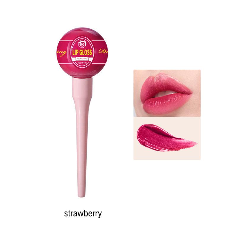 Lollipop Lip Glaze Tint Pump Crystal Waterproof Lip Gloss Niche Small Pepper Stain Moisturizing Sexy Flash.