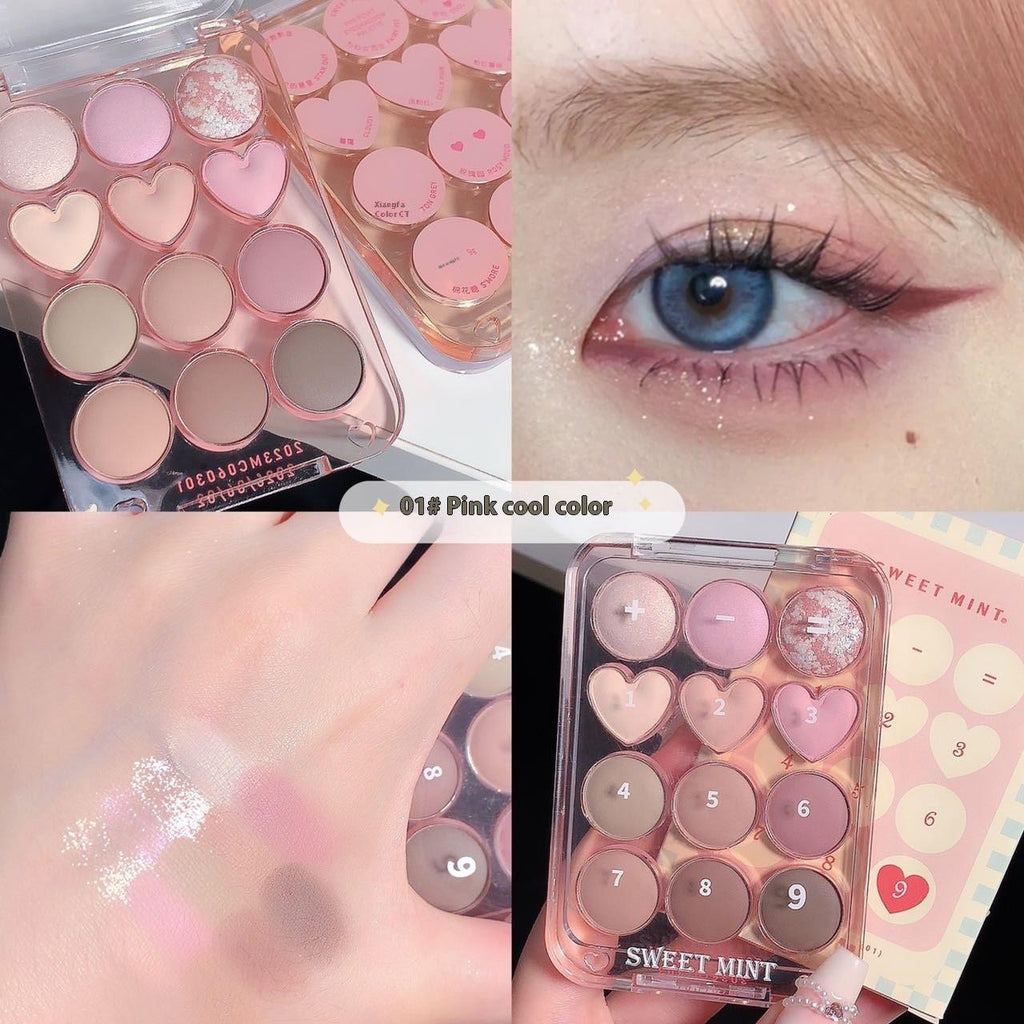 Makeup SWEET MINT Twelve-color Love Heart Eye Shadow Plate Beginner.
