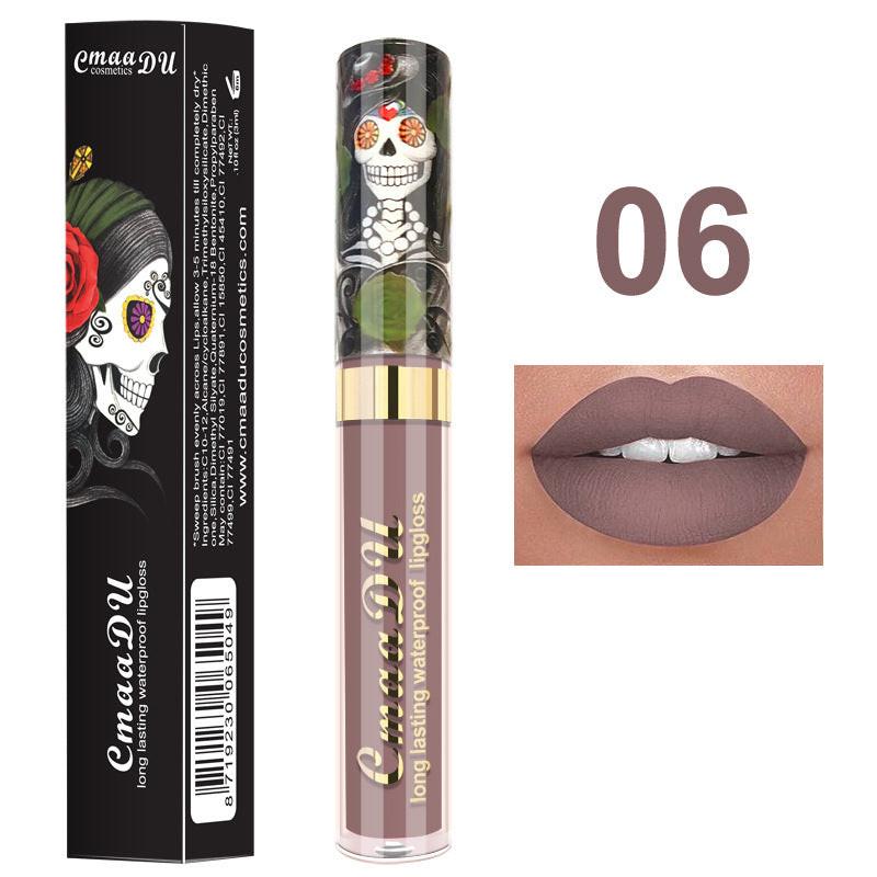 Light Metal Pearlescent Skull Single Lip Gloss Lipstick.