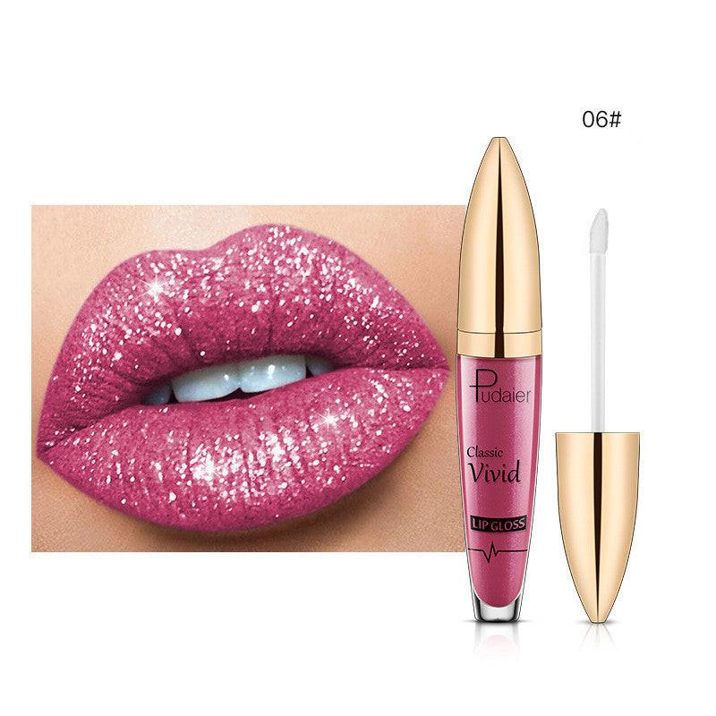 Pudaier Sip Glitter Flip Matte Shimmer Lip Gloss No Stain On Cup Diamond Lipstick.