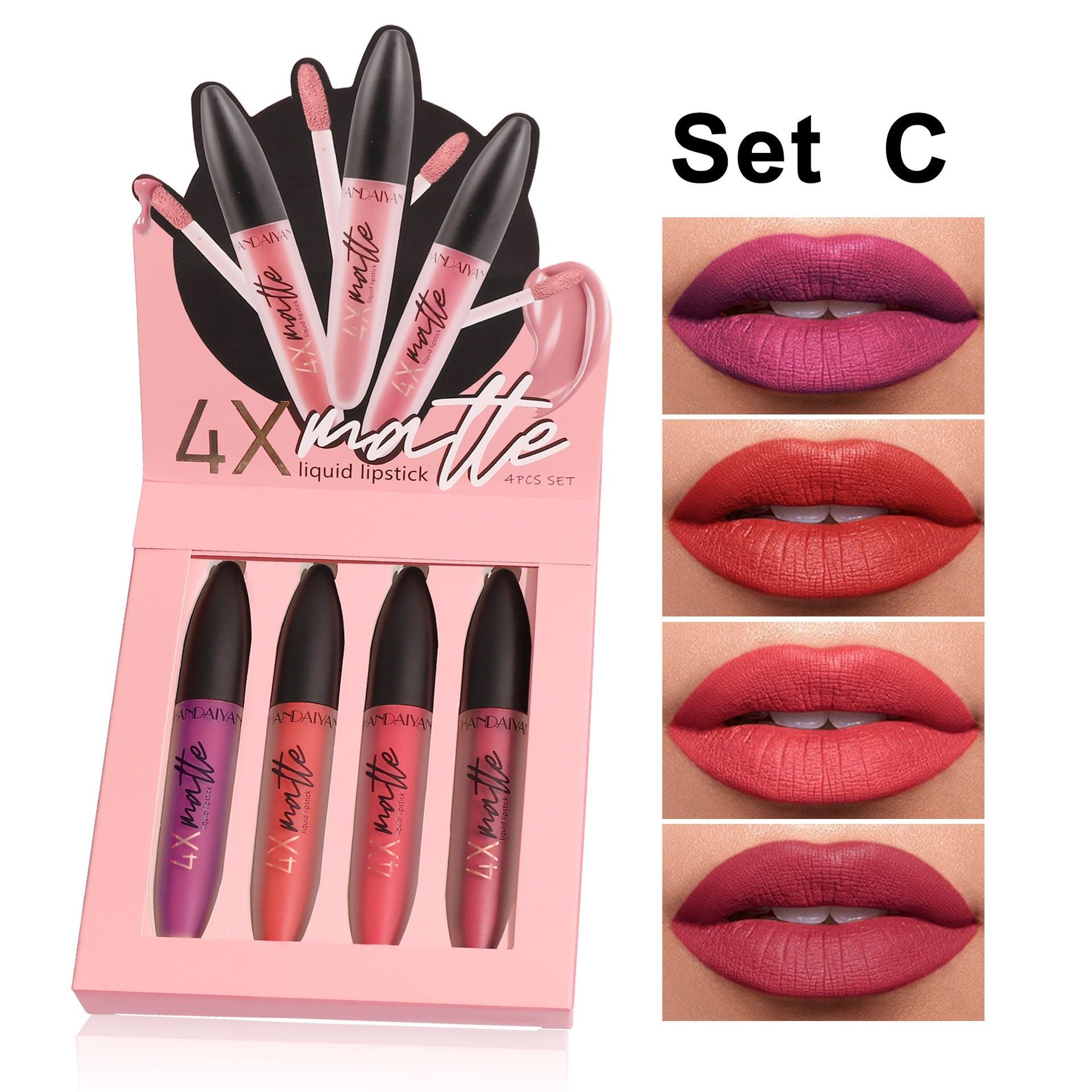Four Times Matte Lip Gloss Suit Fog Surface Lasting.