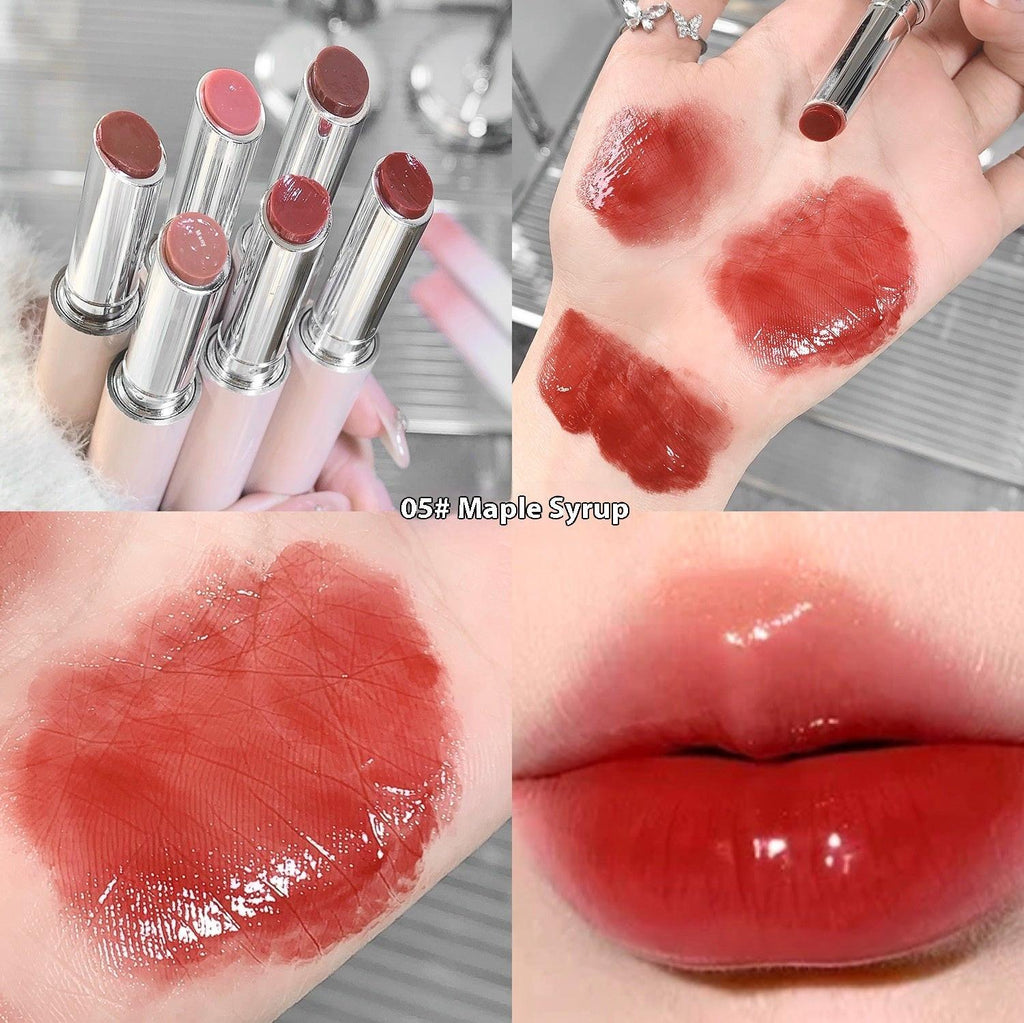 Solid Lip Gloss Water Light Mirror Press Lipstick.