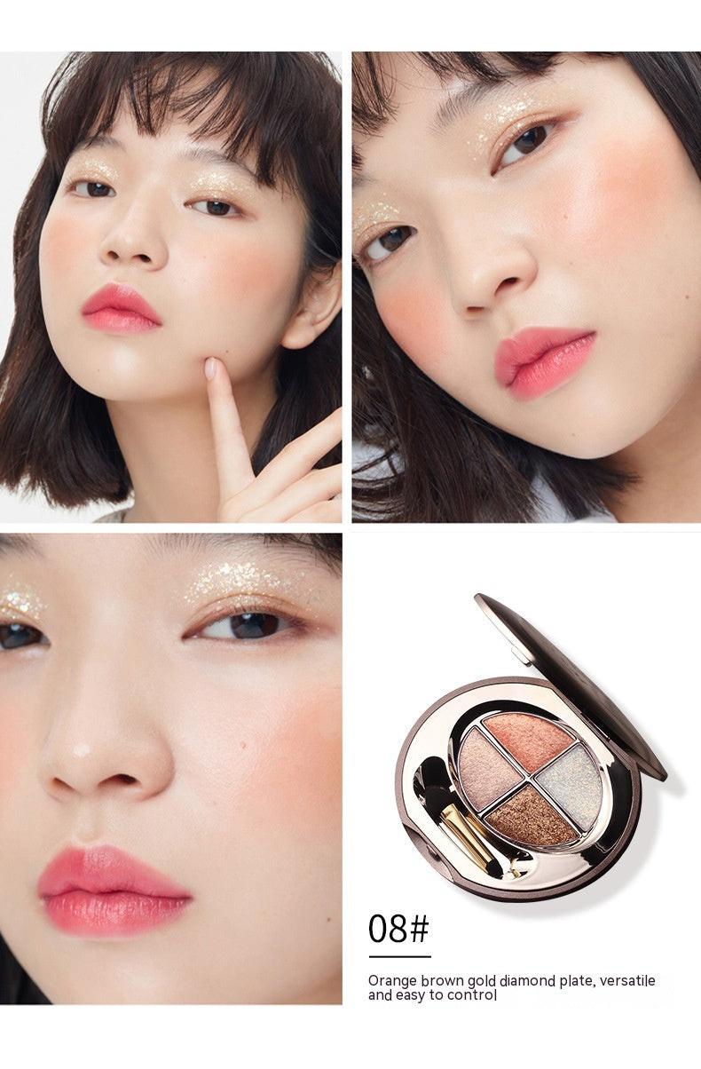 Four Color Eyeshadow Palette Shimmering Powder Shimmer Sequins Waterproof.