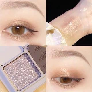 Four-color Eyeshadow Palette Matte Pearlescent Earth Gray Purple Waterproof Sequin Glitter Student.