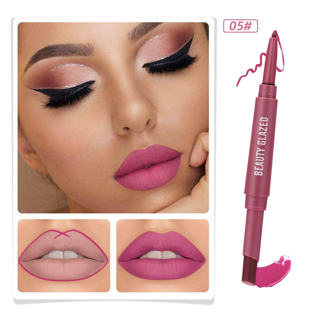 Double-headed Matte No Stain On Cup Lipstick Lip Liner.