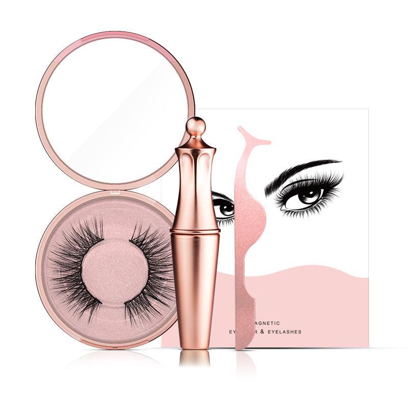 Natural Long Lasting Magnetic Liquid Eyeliner & Magnetic False Eyelashes & Tweezer Set Make up Set.
