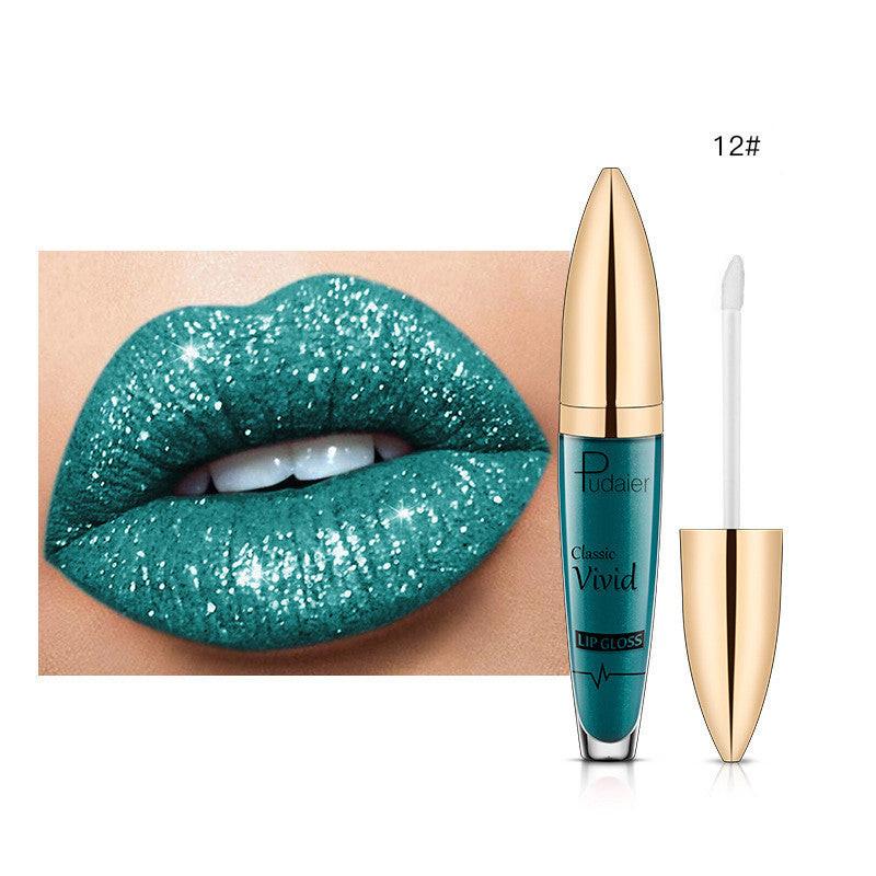 Pudaier Sip Glitter Flip Matte Shimmer Lip Gloss No Stain On Cup Diamond Lipstick.