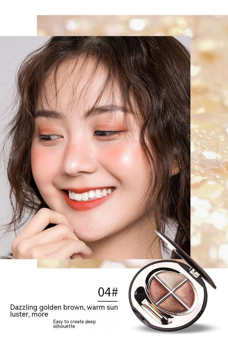 Four Color Eyeshadow Palette Shimmering Powder Shimmer Sequins Waterproof.