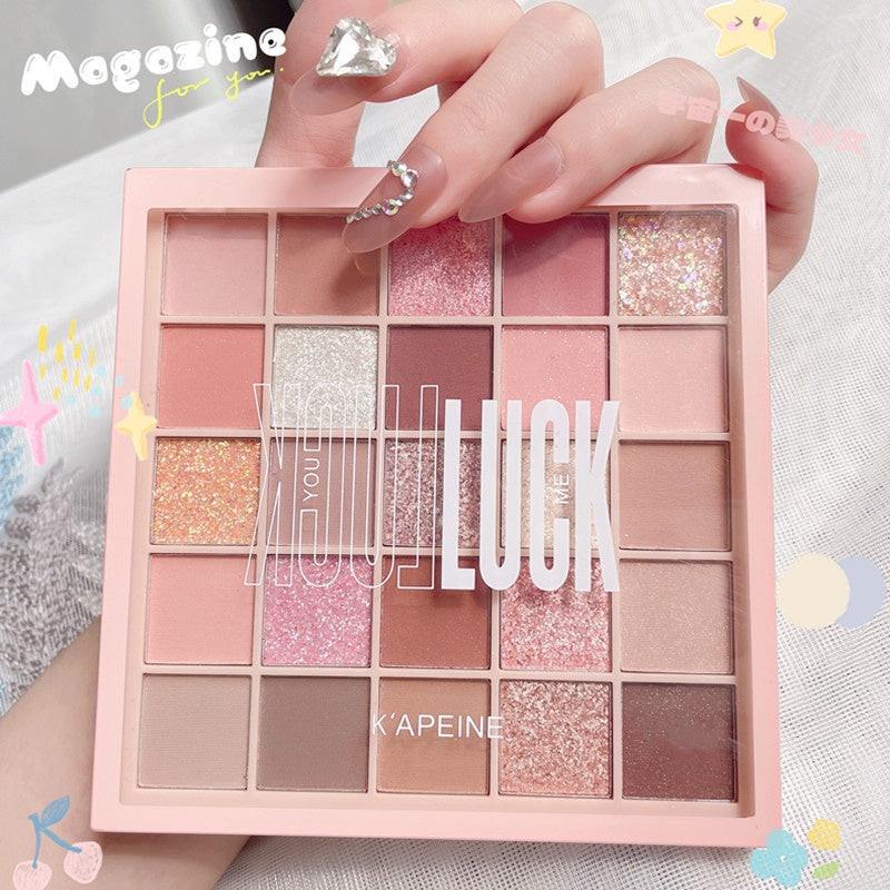 25 Color Lucky Cube Eye Shadow Plate Shimmer Matte Earth Color Orange Brown.
