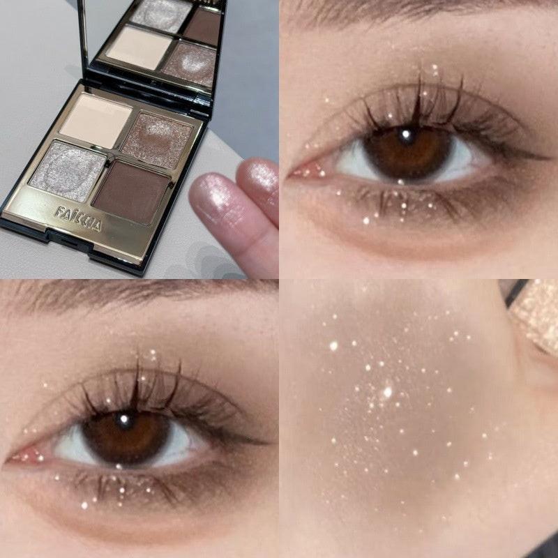 Four Colors Eye Shadow Powder Brown Earth Color Smoky Makeup Matte.