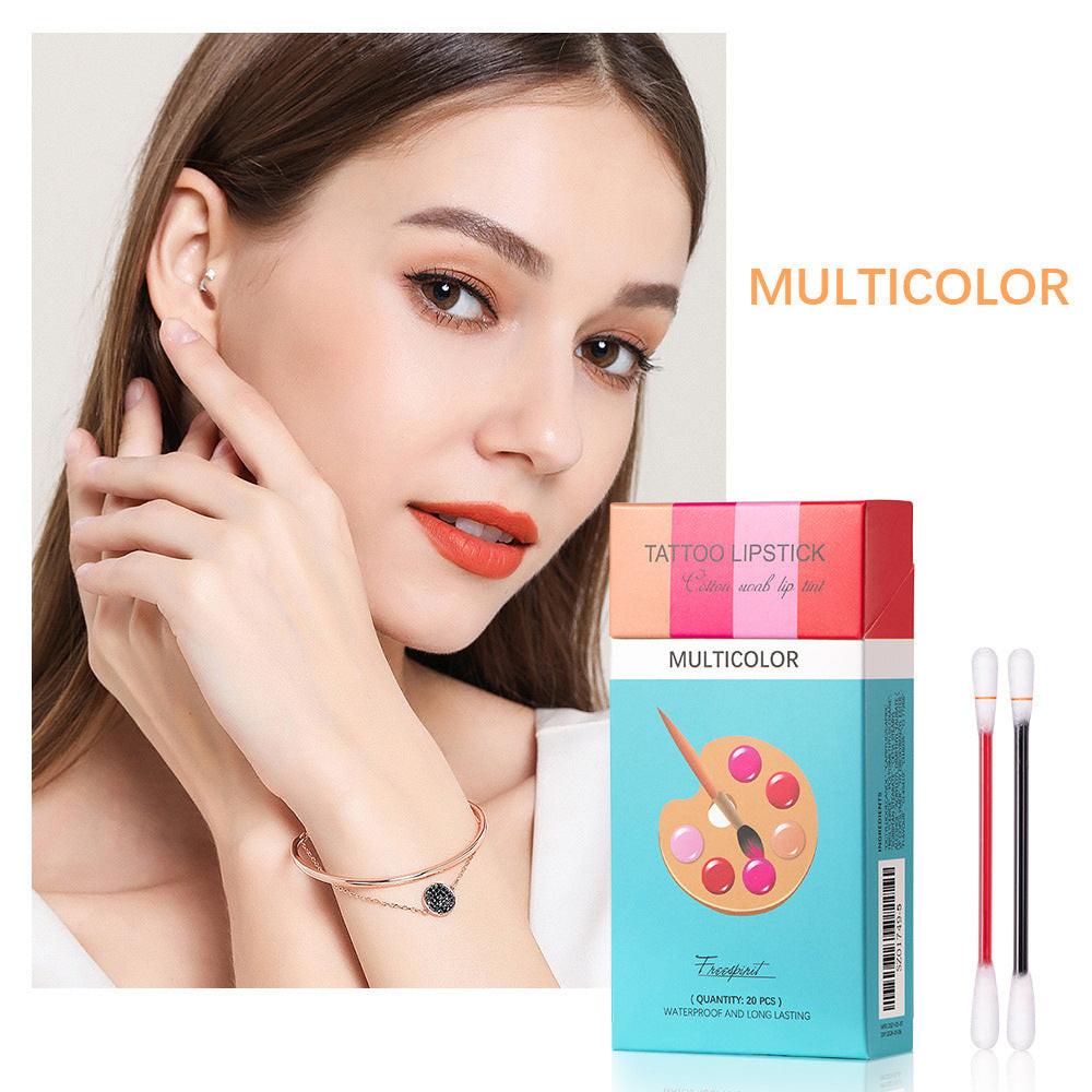 20 Pcs Set Cotton Swab Lipsticks For Outdoor Portable Lipsticks Cosmetics Waterproof Case Lasting Long Cigarette Liquid Lipstick.