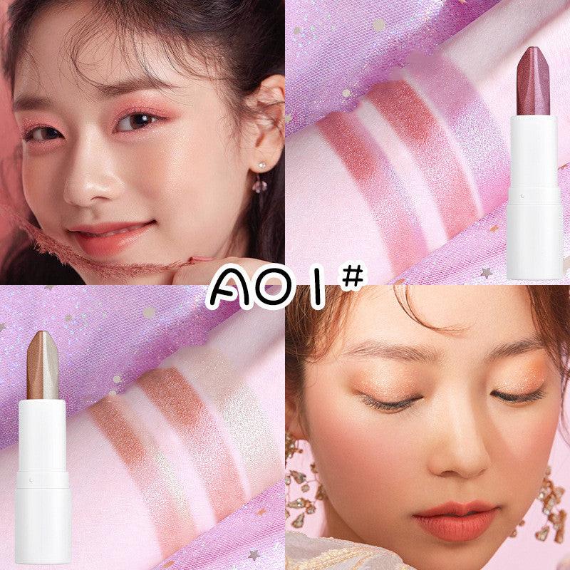 Gradient Velvet Highlight Double Tube Six Color Eye Shadow Stick.