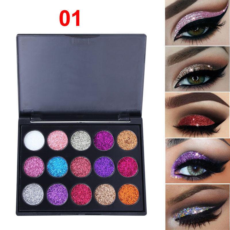 Creative 15 Colors Diamond Sequin Eyeshadow Palette.
