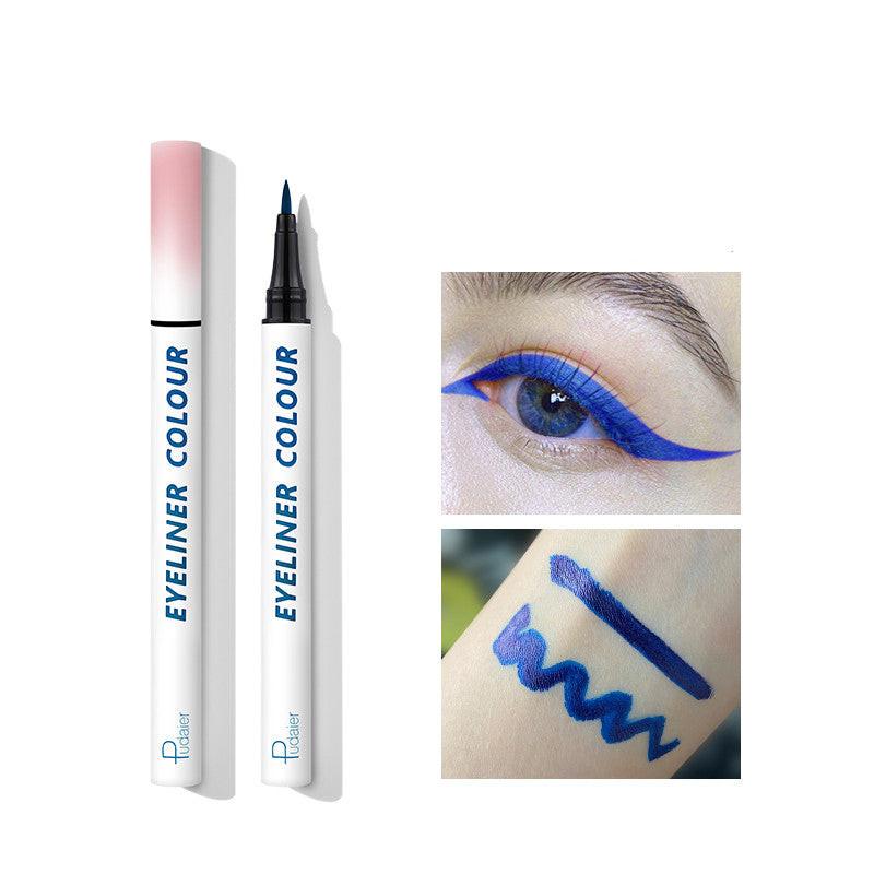 Color eyeliner blue white thin tip very thin.
