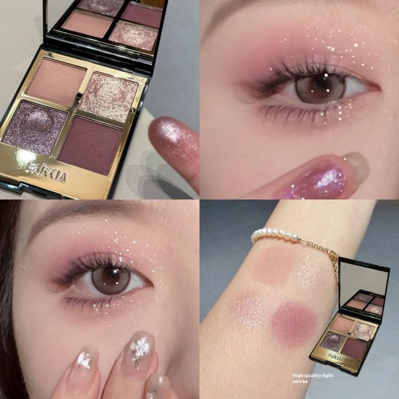 Four Colors Eye Shadow Powder Brown Earth Color Smoky Makeup Matte.