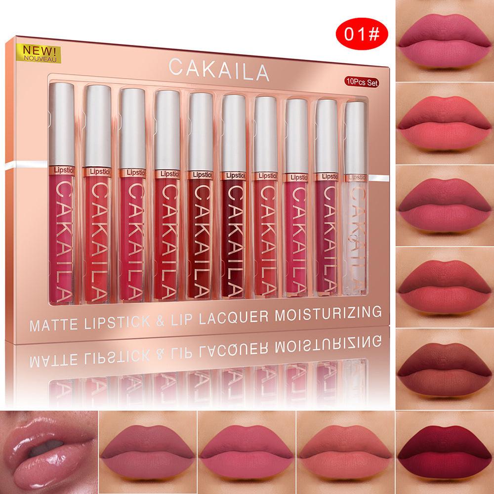 Pack Of 10 Matte Nonstick Cup Waterproof Lip Gloss.