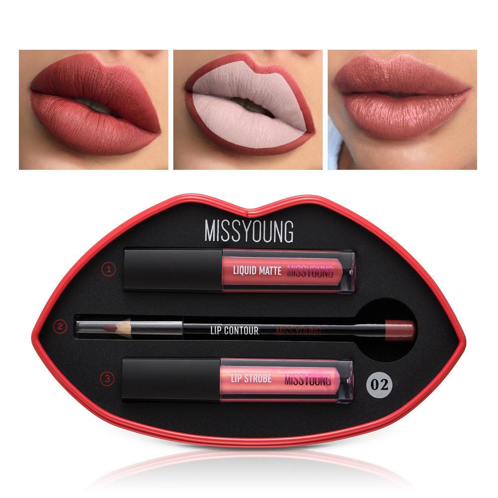 Women's Matte Pearly Lip Gloss Lipstick Pen Set.