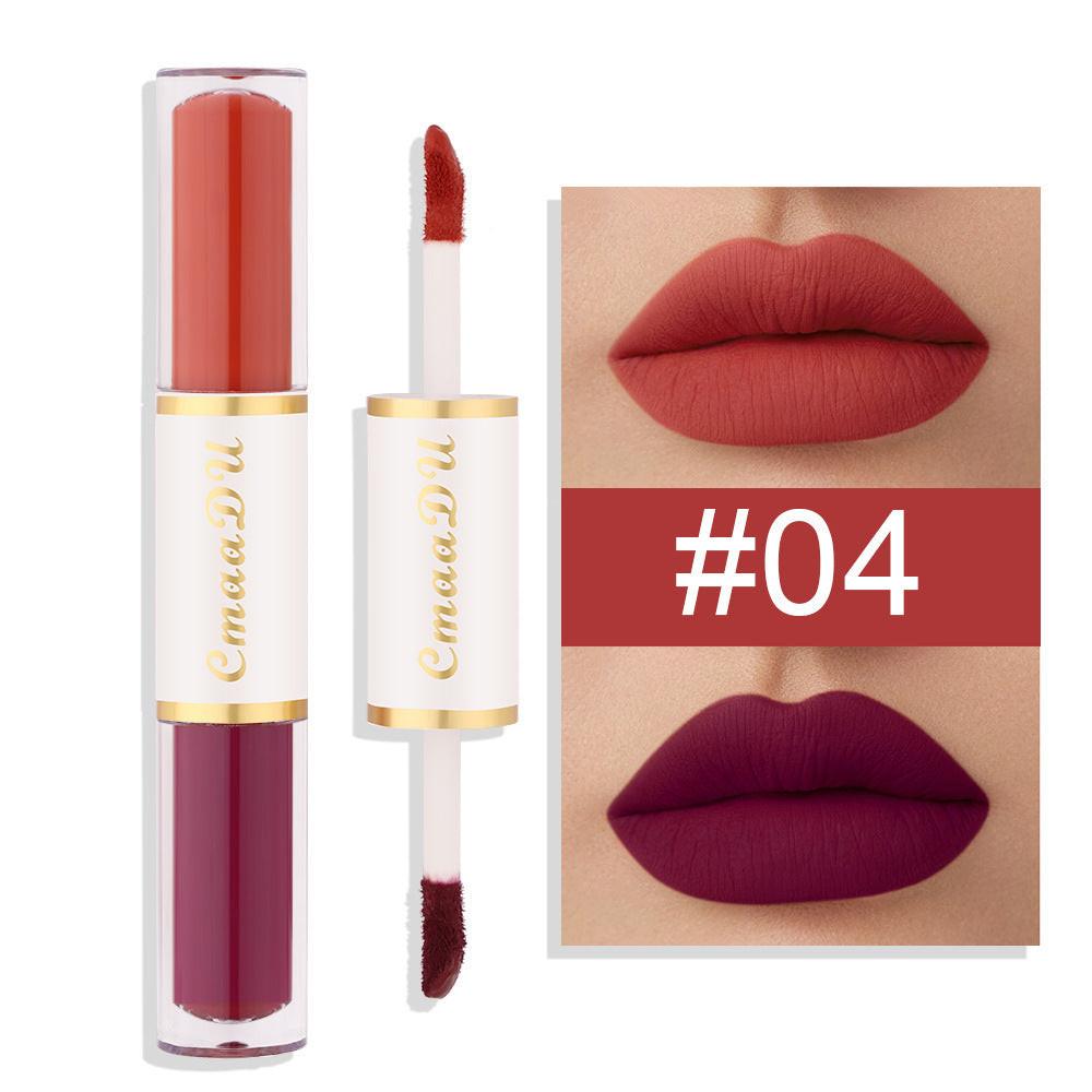 Double-headed Matte Lip Gloss No Stain On Cup Waterproof And Durable.