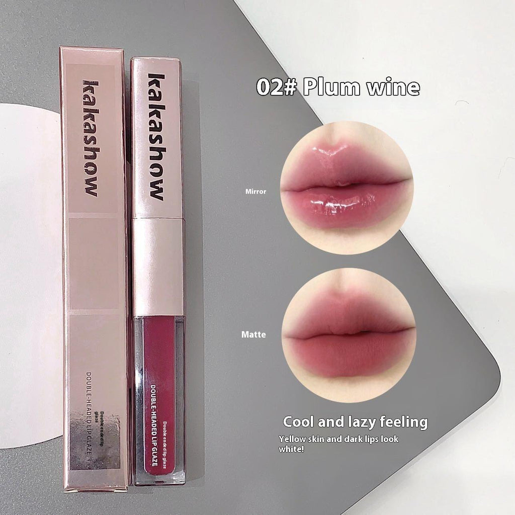 Makeup Double-headed Lip Lacquer Matte Mirror Double Texture Lipstick Delicate.