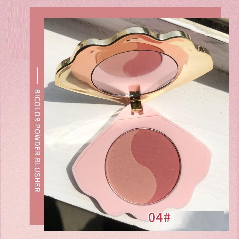 Makeup Shell Double Color Mirror Powder Blusher.