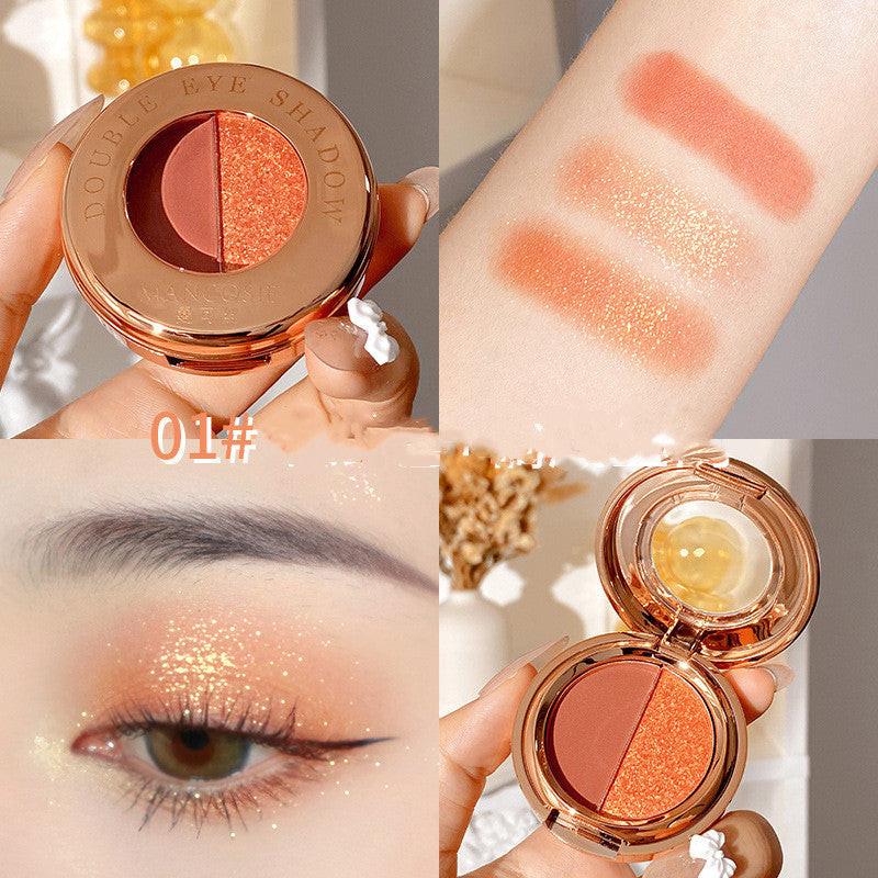 Light Reflecting Milky Way Two-color Eye Shadow Pumpkin Earth Color Matte Orange Bottom Gold Glitter Eye Shadow Plate.