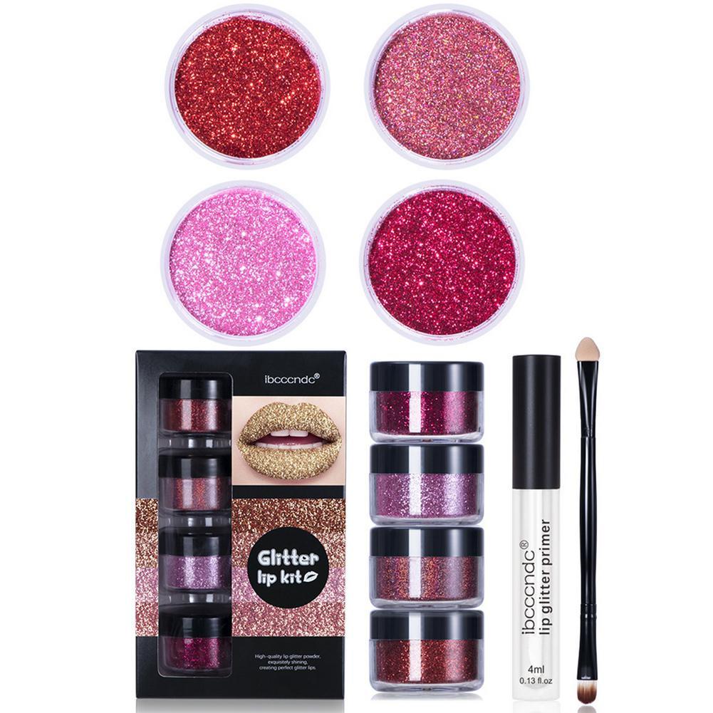 Glitter Lip Gloss Lipstick Shiny DIY Lip Gloss Diamond Waterproof Long Lasting Lipgloss Kit With Lip Primer Lip Tint Lips Makeup.