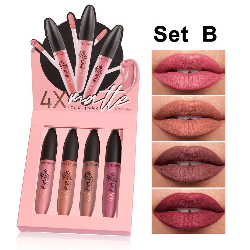 Four Times Matte Lip Gloss Suit Fog Surface Lasting.