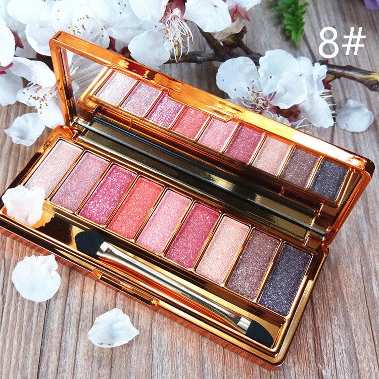 9-color Eyeshadow Palette Gold Pearlescent Earth Color Does Not Bloom.