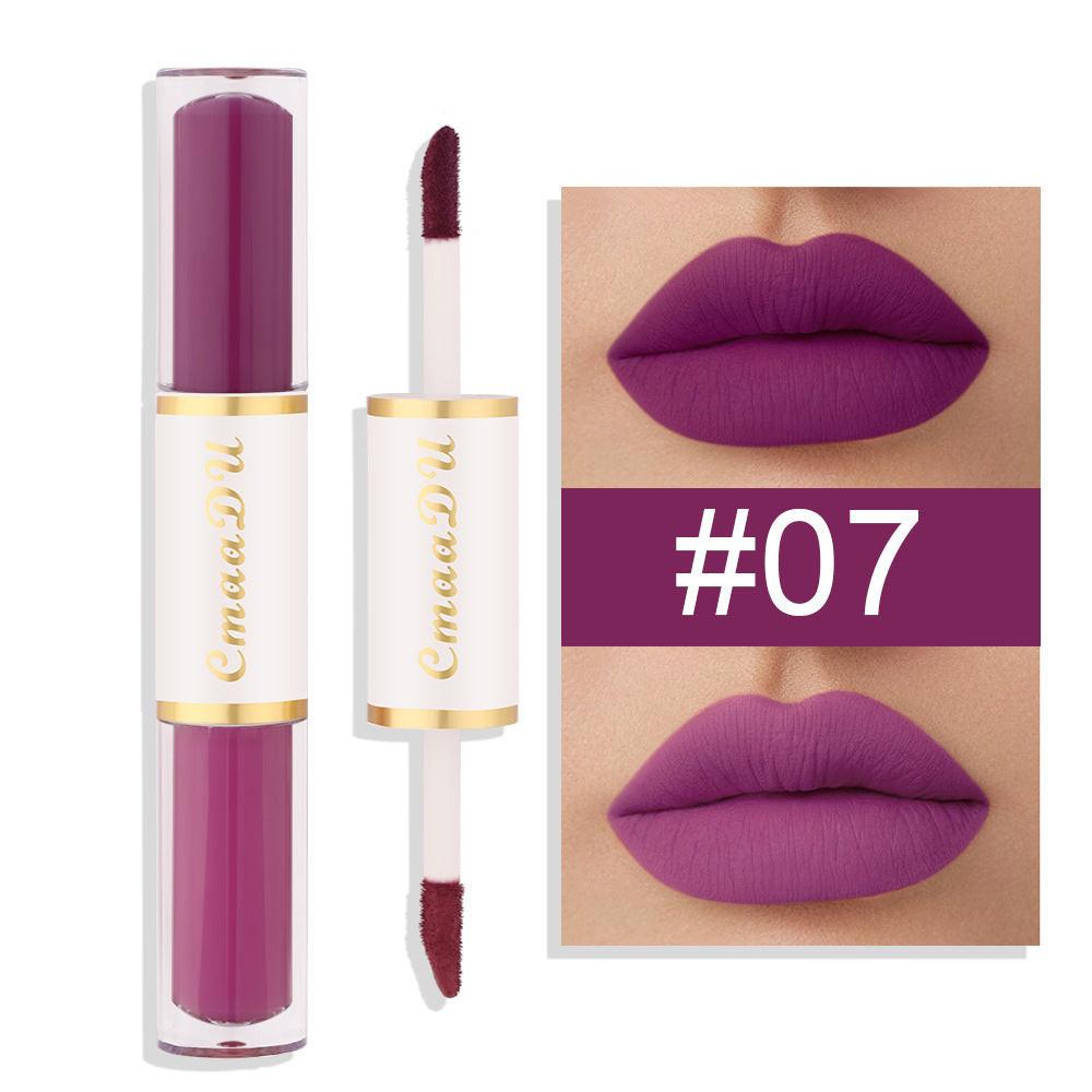 Double-headed Matte Lip Gloss No Stain On Cup Waterproof And Durable.
