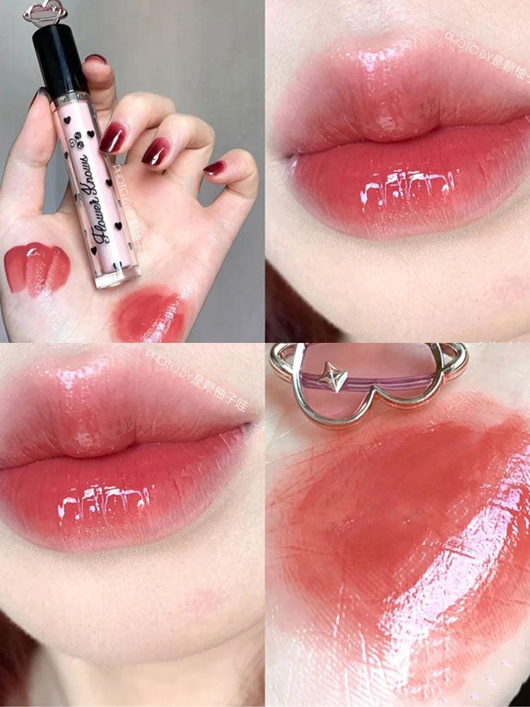 Flower Know Crystal Jelly Lip Glaze Mirror Moisturizing Lipstick.