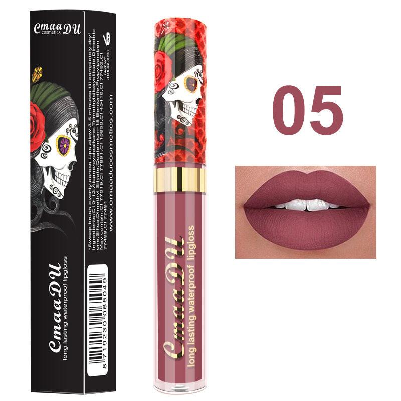 Light Metal Pearlescent Skull Single Lip Gloss Lipstick.