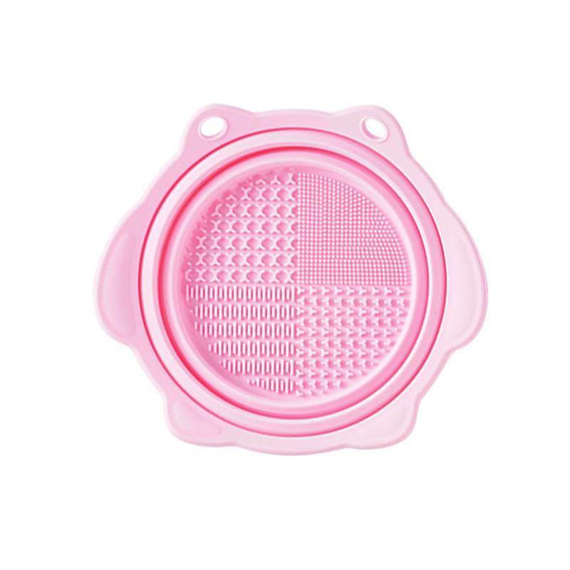 Multi-functional Silicone Makeup Brush Cleaning Folding Bowl Sponge Puff Beauty Tool Makeup Brush  Washing Scrubber Pad Soft Mat Scrubber Box.