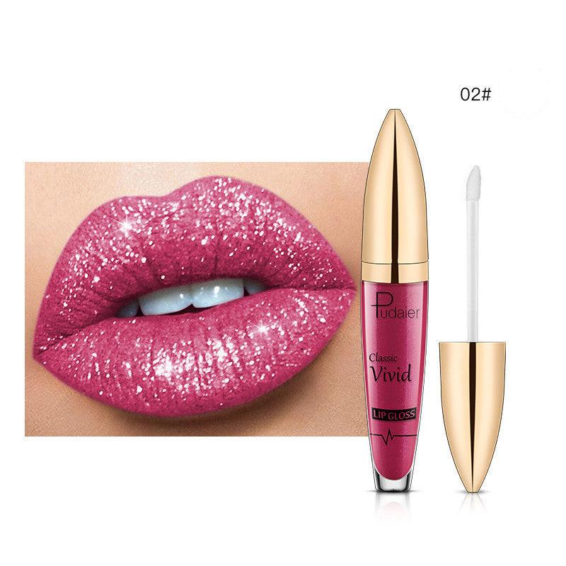 Pudaier Sip Glitter Flip Matte Shimmer Lip Gloss No Stain On Cup Diamond Lipstick.