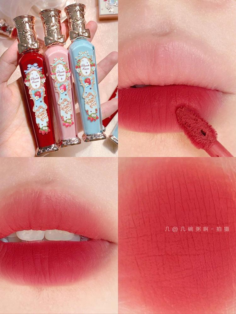 Flower Knows Strawberry Rococo Series Embossed Blush Velvet Matte Lip Glaze.