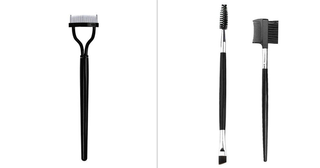 Semi-arc Steel Tooth Brow Groomer Double Head Concealer Brush.