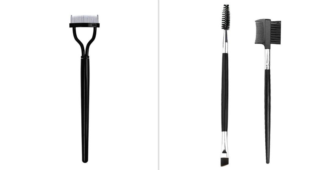 Semi-arc Steel Tooth Brow Groomer Double Head Concealer Brush.