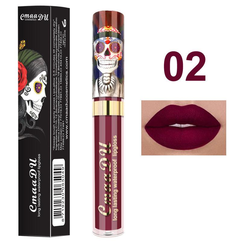 Light Metal Pearlescent Skull Single Lip Gloss Lipstick.