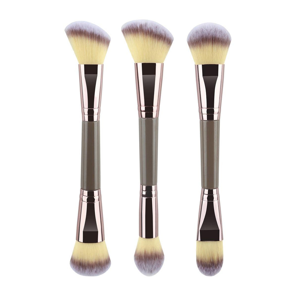 3 PCs Double-ended Makeup Brush Suit Soft Foundation Shading Brush Beauty Tools.